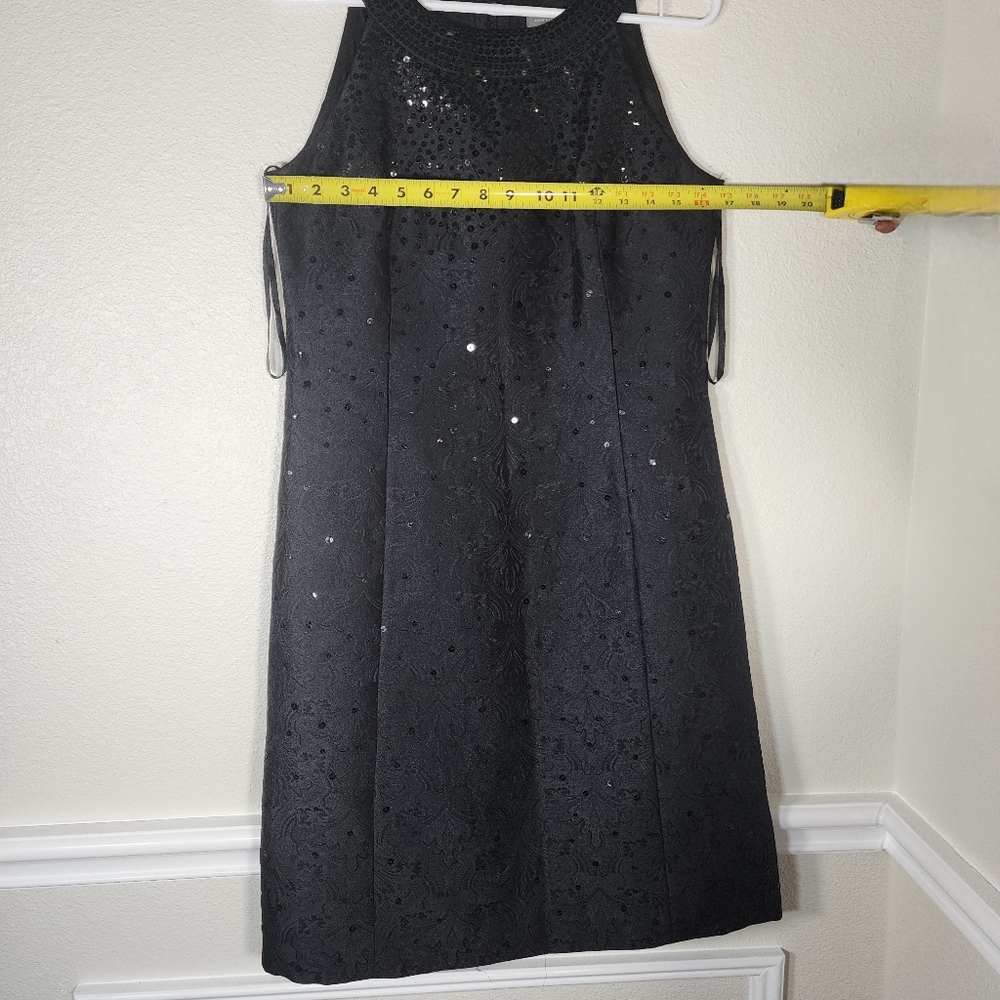 Ann Taylor Women's Black Sequenced  Brocade Floral  Cocktail Dress US Size 6 - Picture 6 of 14